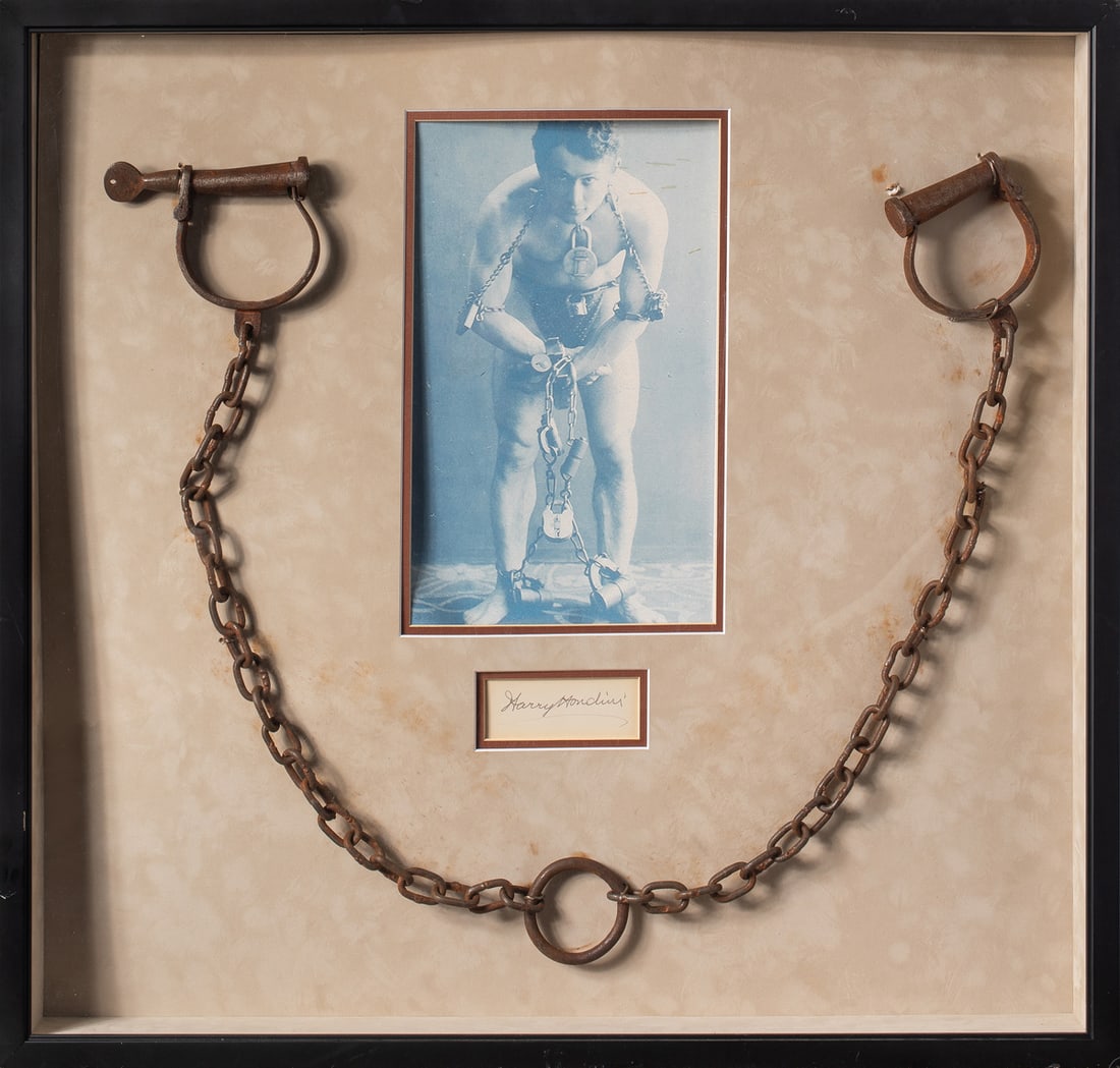 HOUDINI'S HANDCUFFS IN SHADOWBOX,