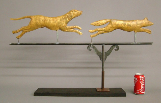 Hound chasing fox weathervane. 34''