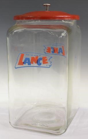 HOUSE OF LANCE GLASS JAR W/ RED