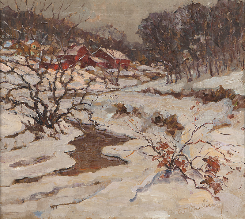Houses in a winter landscape