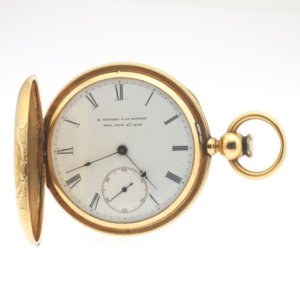 HOWARD 18K GOLD HUNTER POCKET WATCH