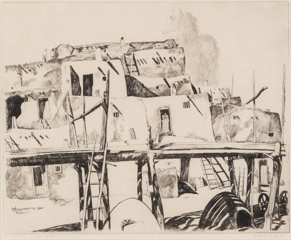 HOWARD COOK, TAOS PUEBLO,