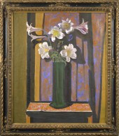 HOWARD GILES OIL, VASE OF LILI