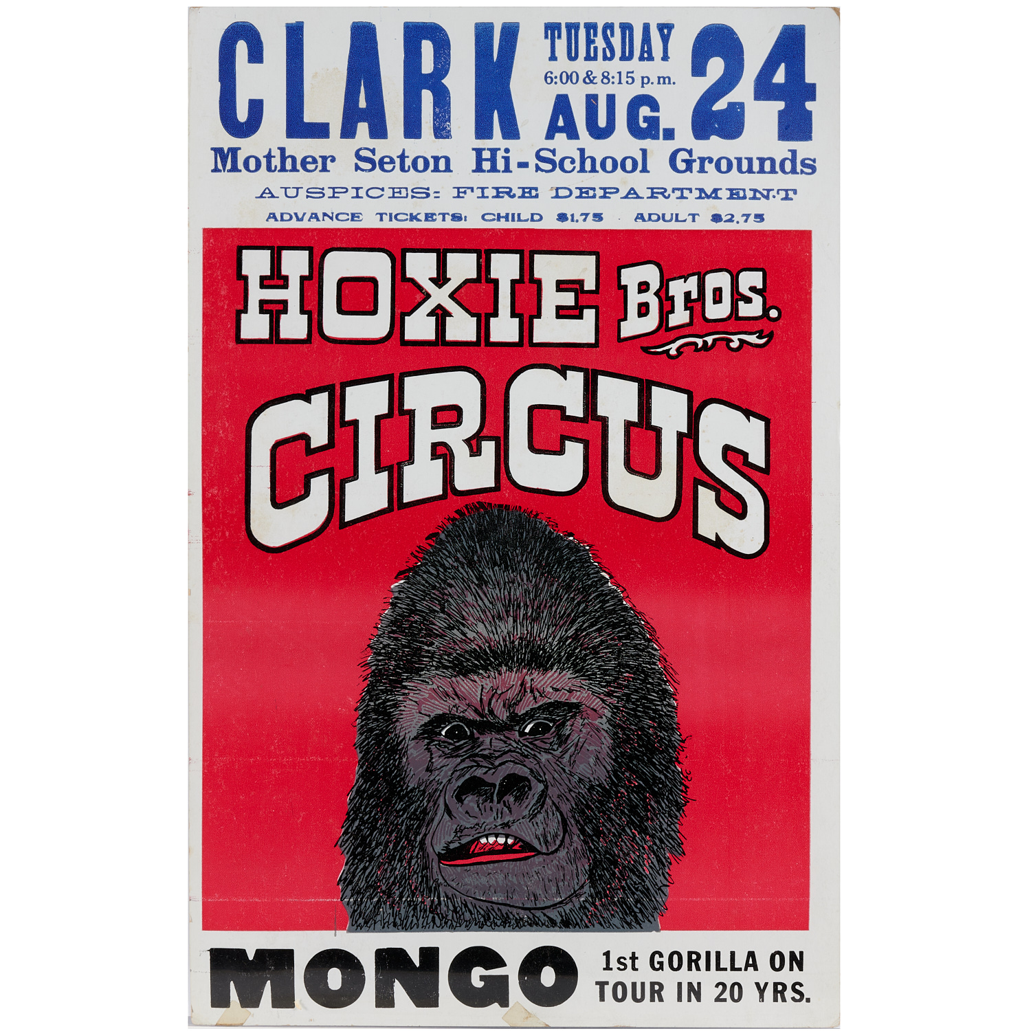 HOXIE BROS CIRCUS POSTER, MONGO THE