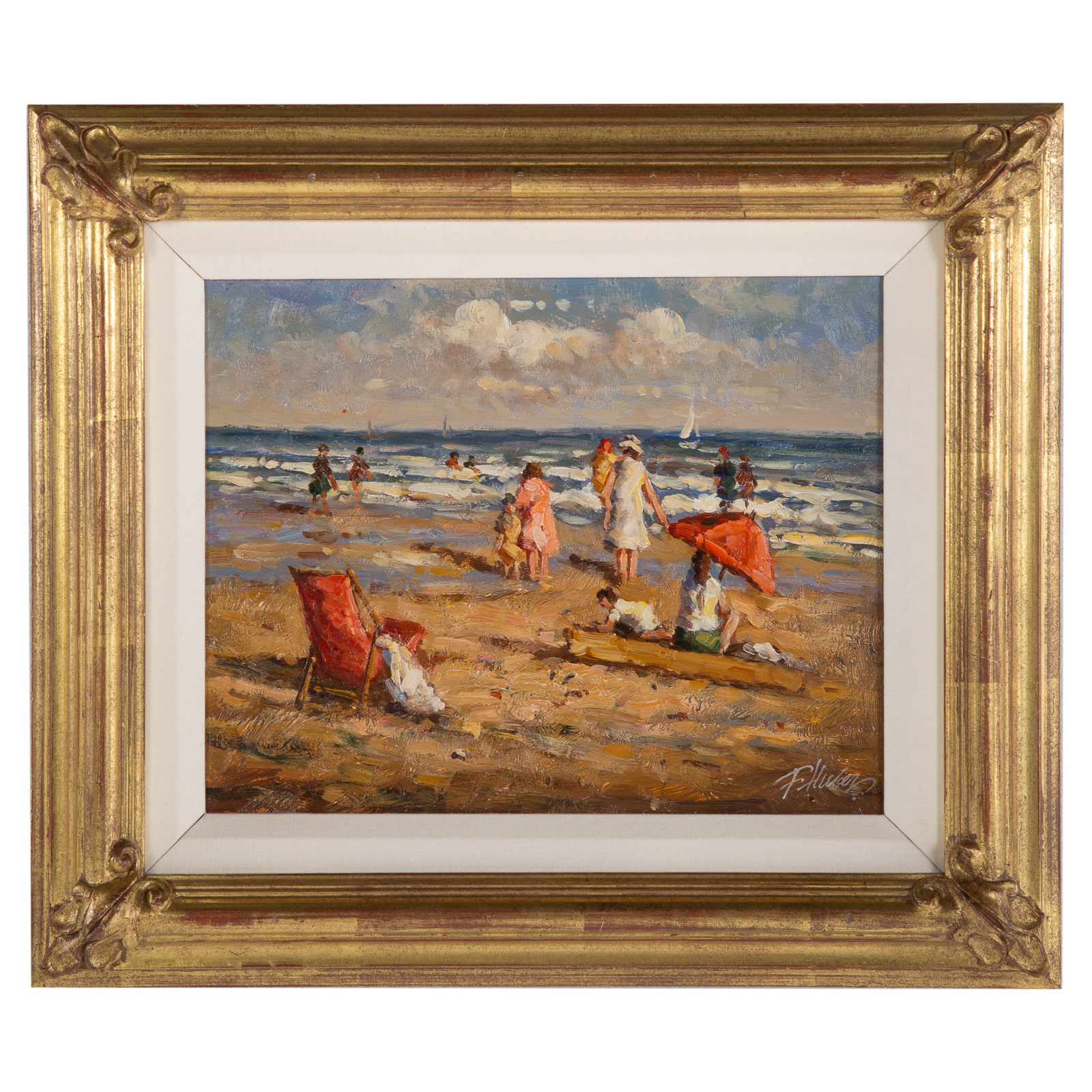 HUBER. "TROUVILLE BEACH III," OIL