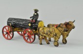HUBLEY OXEN DRAWN LOG WAGON Ca