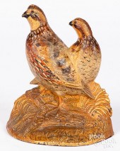 HUBLEY PAINTED CAST IRON QUAIL