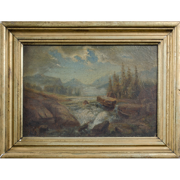 Hudson River Scene Oil on board