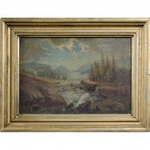 Hudson River Scene Oil on boar