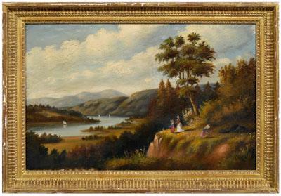 Hudson River School painting, woman