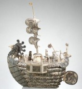 HUGE CARVED BONE BOAT WITH ROO