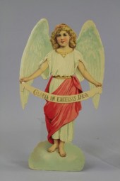 HUGE CROMOLITHOGRAPHED ANGEL D