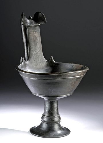 HUGE ETRUSCAN BUCCHERO WARE KYATHOS