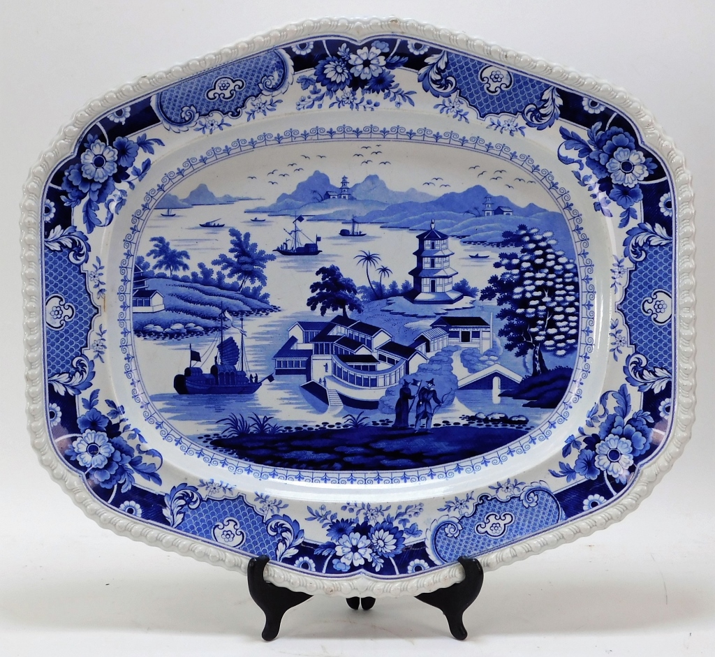HUGE RIDGWAY INDIA TEMPLE BLUE