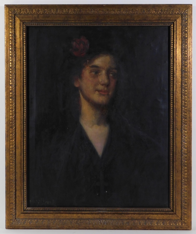 HUGO BREUL O/C PORTRAIT PAINTING OF