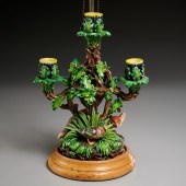 HUGO LONITZ MAJOLICA CANDELABR