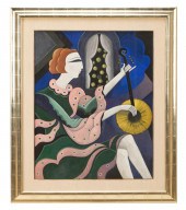 HUGO SCHEIBER "WOMAN PLAYING B