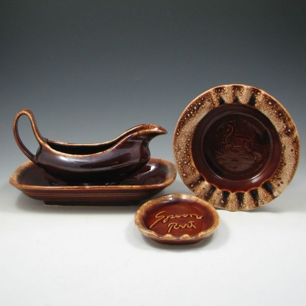 Hull Mirror Brown Gravy Bowl Saucer