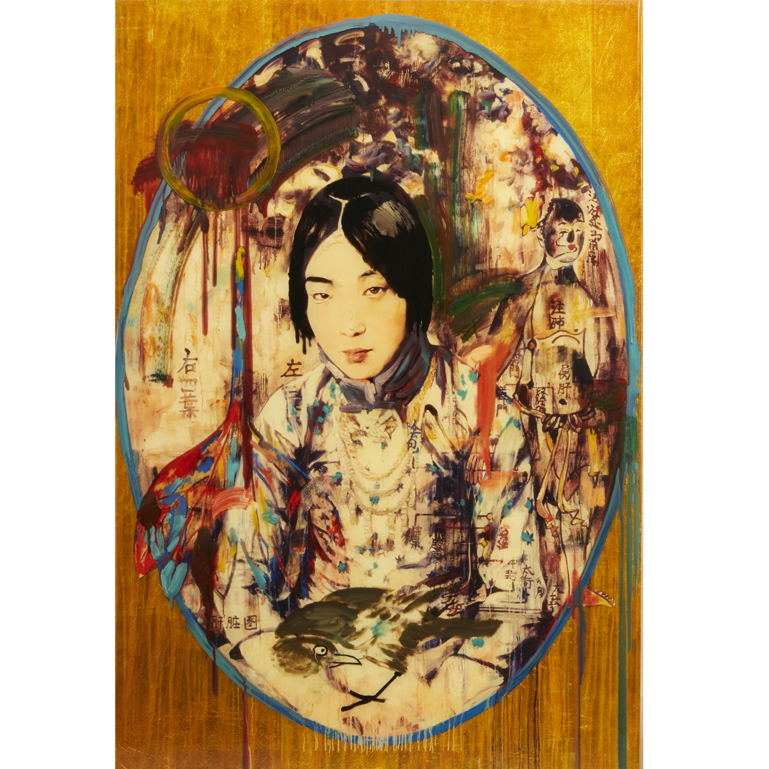 HUNG LIU, MIXED MEDIA ON PANEL,