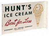 "HUNT'S ICE CREAM" FLANGE TIN