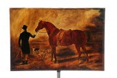 HUNTSMAN AND HORSE SIGNED ''E.