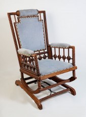 HUNZINGER CARVED OAK ROCKING C