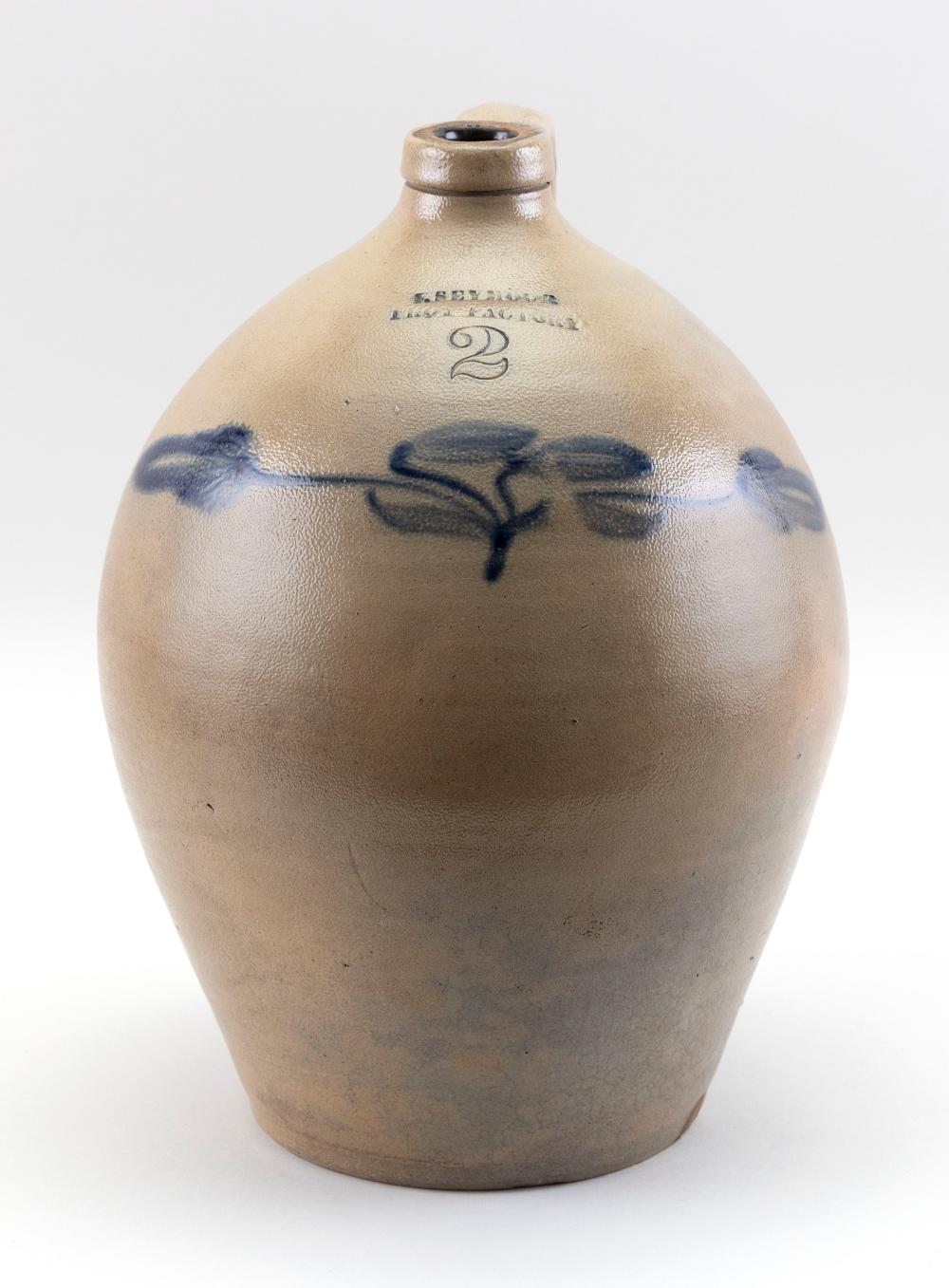 I. SEYMOUR TWO-GALLON STONEWARE JUG