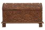 IBERIAN CARVED WOODEN CHEST, 1