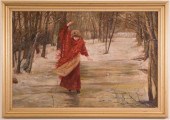 ICE SKATER IN RED, OIL ON CANV