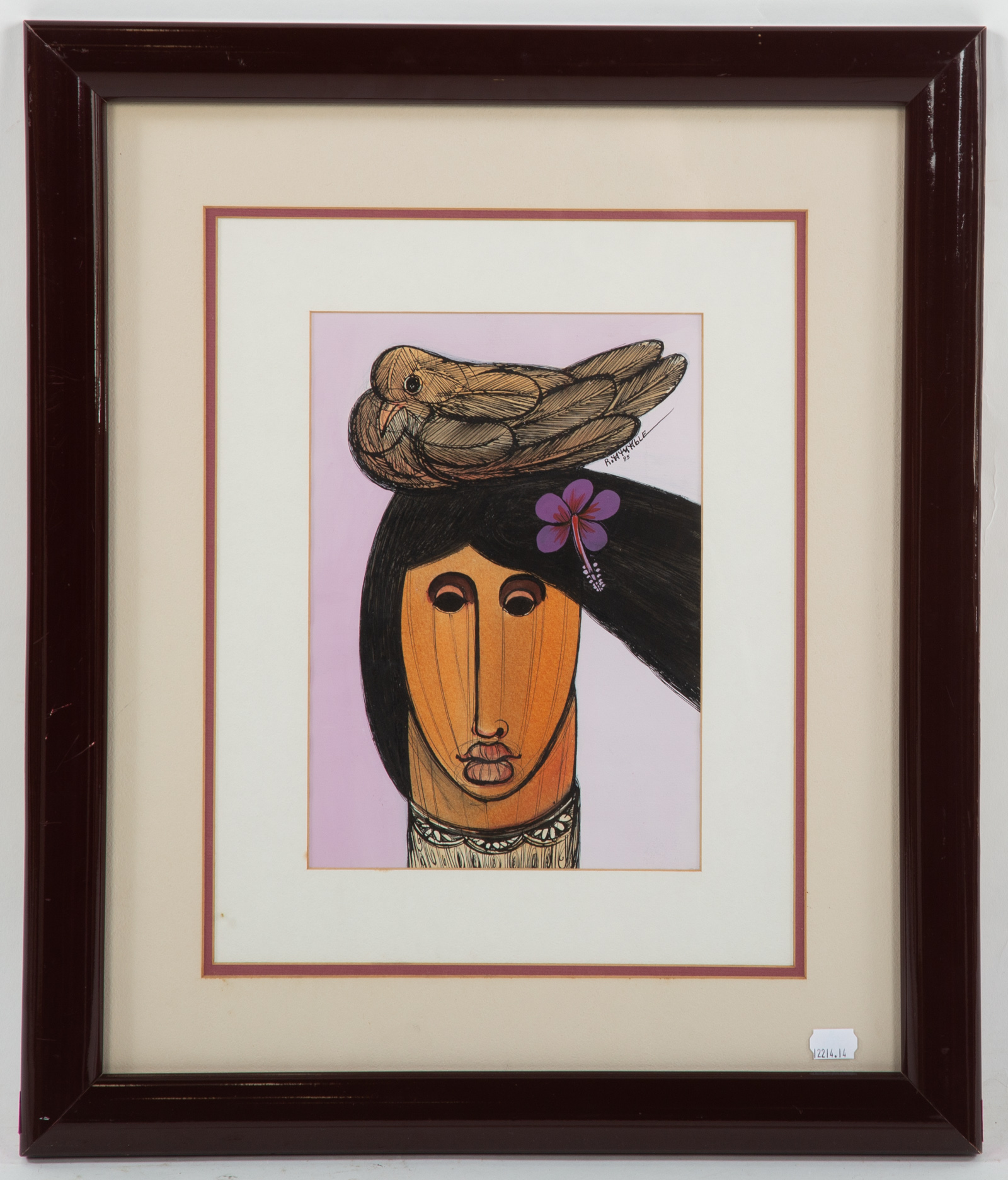 ILLEGIBLE. LADY WITH BIRD,