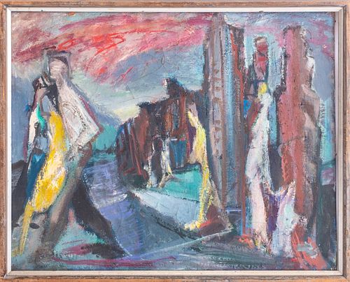 ILLEGIBLY SIGNED ABSTRACT CITYSCAPE