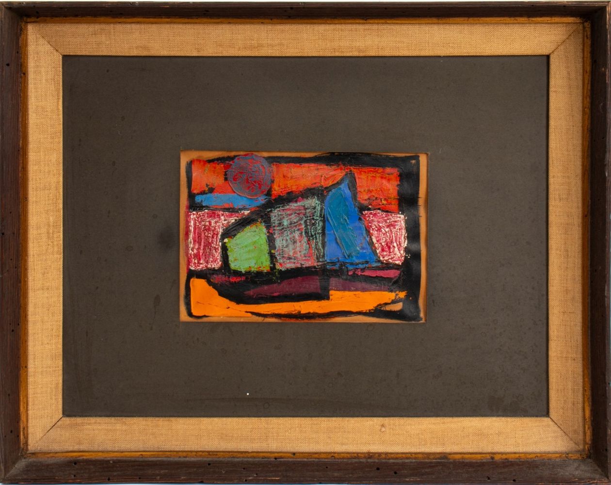 ILLEGIBLY SIGNED ABSTRACT FORMS OIL