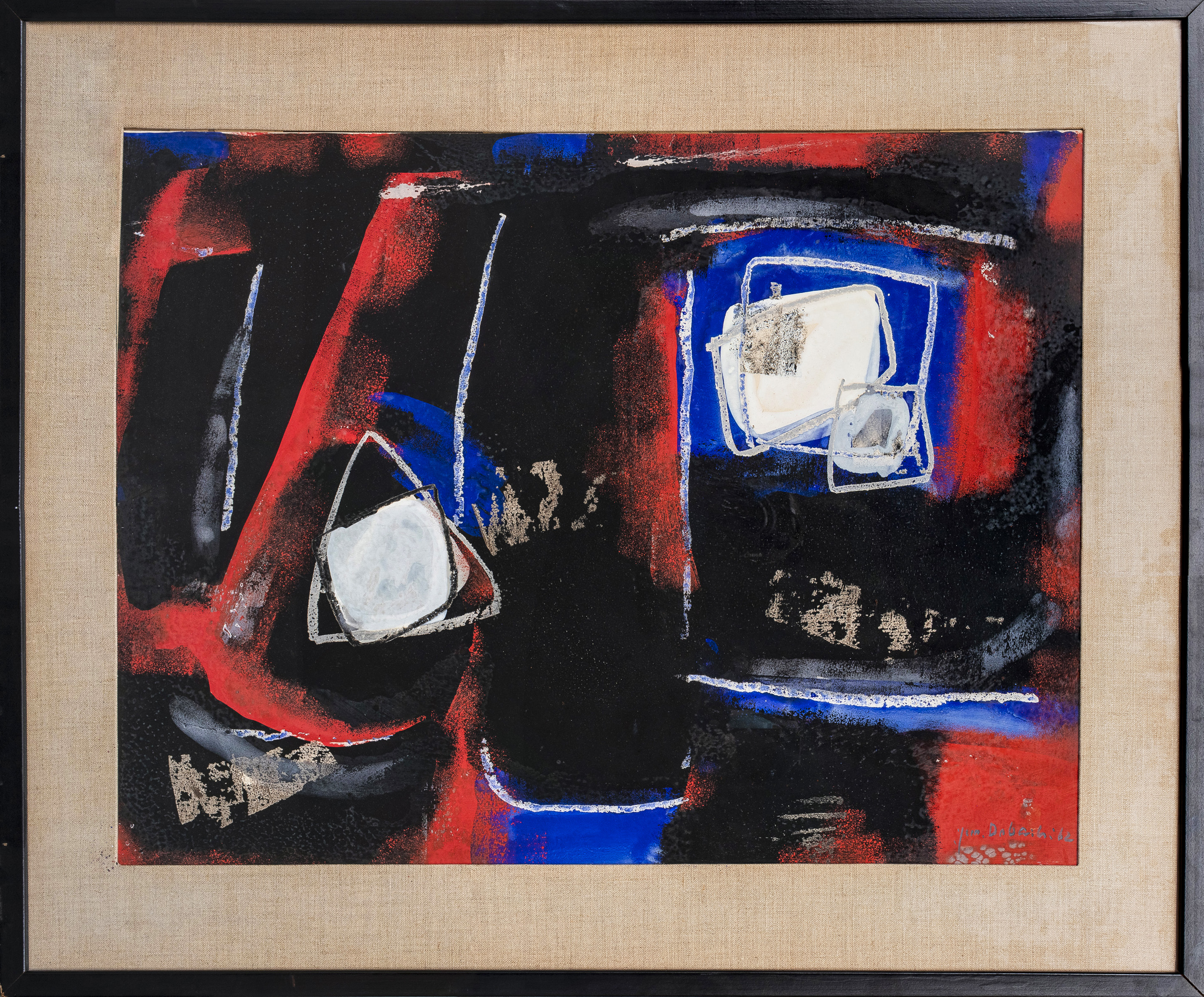 ILLEGIBLY SIGNED ABSTRACT GOUACHE
