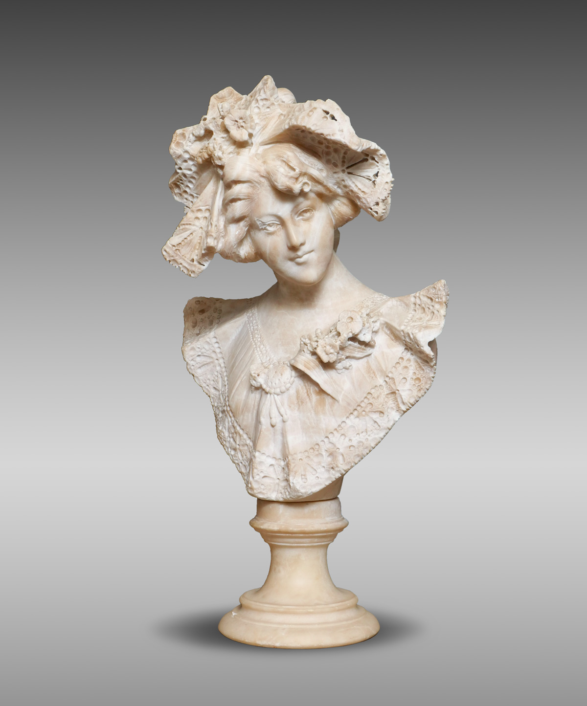 ILLEGIBLY SIGNED ALABASTER BUST