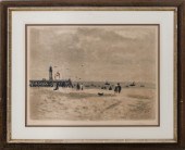 ILLEGIBLY SIGNED BEACH SCENE L