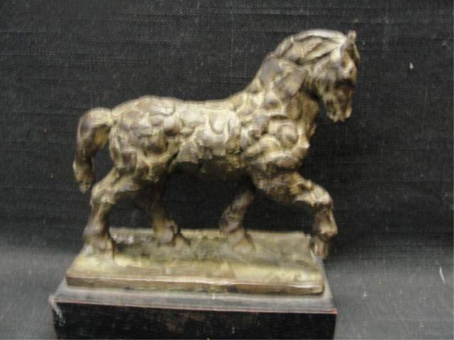 Illegibly Signed Bronze Horse. From