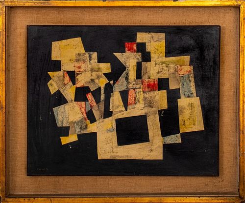 ILLEGIBLY SIGNED CUBIST ACRYLIC