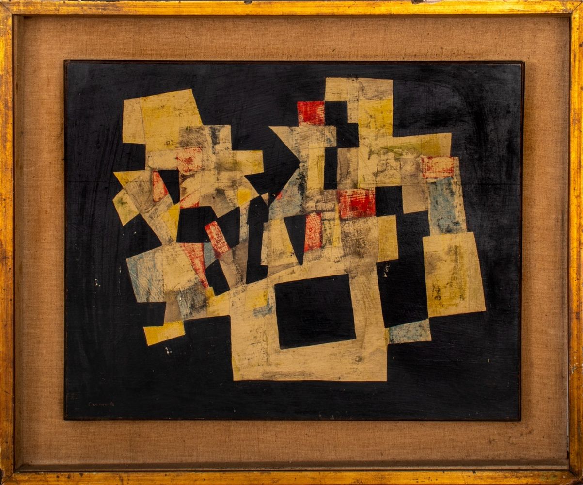 ILLEGIBLY SIGNED CUBIST ACRYLIC