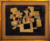 ILLEGIBLY SIGNED CUBIST ACRYLI