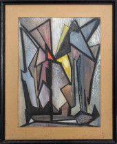 ILLEGIBLY SIGNED CUBIST GOUACH