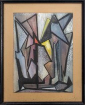ILLEGIBLY SIGNED CUBIST GOUACH