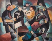 ILLEGIBLY SIGNED CUBIST 'MUSIC