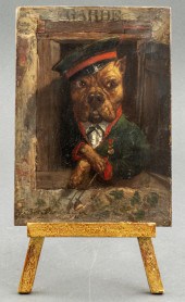 ILLEGIBLY SIGNED "DOG IN A HAT