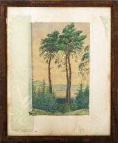 ILLEGIBLY SIGNED FOREST SCENE