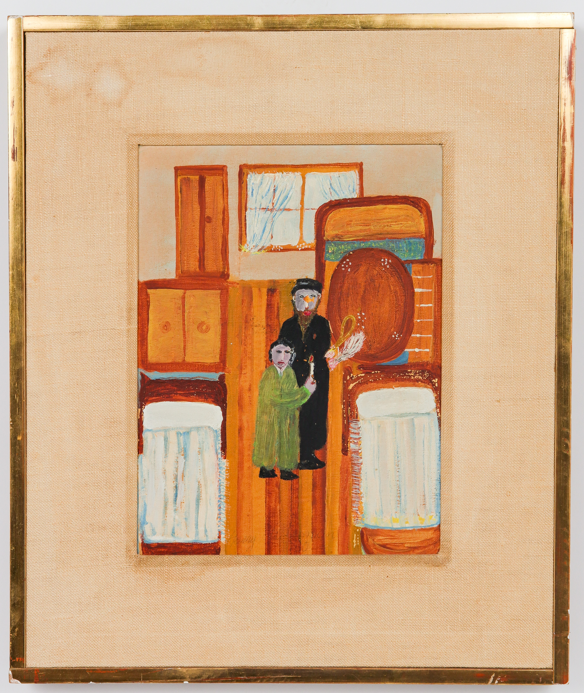 ILLEGIBLY SIGNED JUDAICA FOLK ART