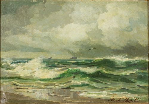 ILLEGIBLY SIGNED, SEASCAPE, OIL