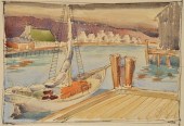 Illegibly Signed Watercolor of