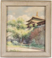 ILLEGIBLY SIGNED WATERCOLOR OF