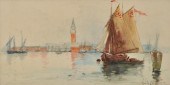 Illegibly Signed Watercolor of