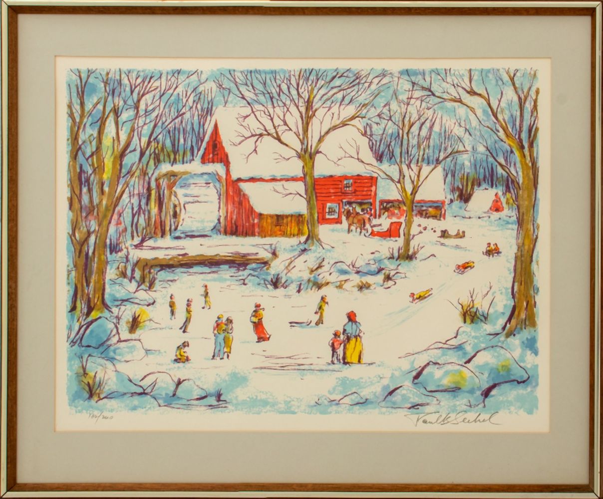 ILLEGIBLY SIGNED WINTER SCENE COLOR